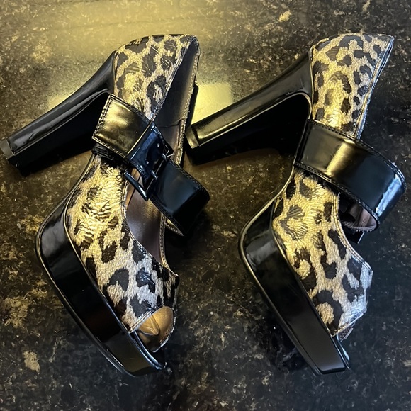 Rampage silver and black cheetah Chunky open toe 4inch heels - Picture 7 of 11